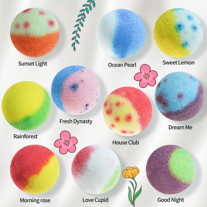 Organic Bath Bombs Gift Set - 10 Fizzy Bubble Bombs for Relaxation, Perfect for Valentine’s Day & Christmas - 10 Count