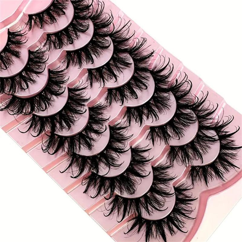 1 Box Long Full Strip Curly False Eyelashes, Fluffy Faux Cat Eye Lashes, Long Curly Fake Eye Lashes, Eye Makeup for Girls & Women