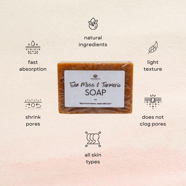 Sea Moss and Turmeric Soap Bar, Face and Body