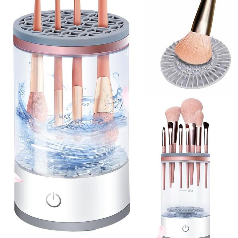 Makeup Brush Cleaner, Electric Quick Cleaning Makeup Brush Machine Suitable for Most Makeup Brush Sizes, 7000 Rpm Electric Automatic Brush Spinner with Makeup Brush, Cleaner Mat, Makeup Tools, Cosmetics, Christmas Gift