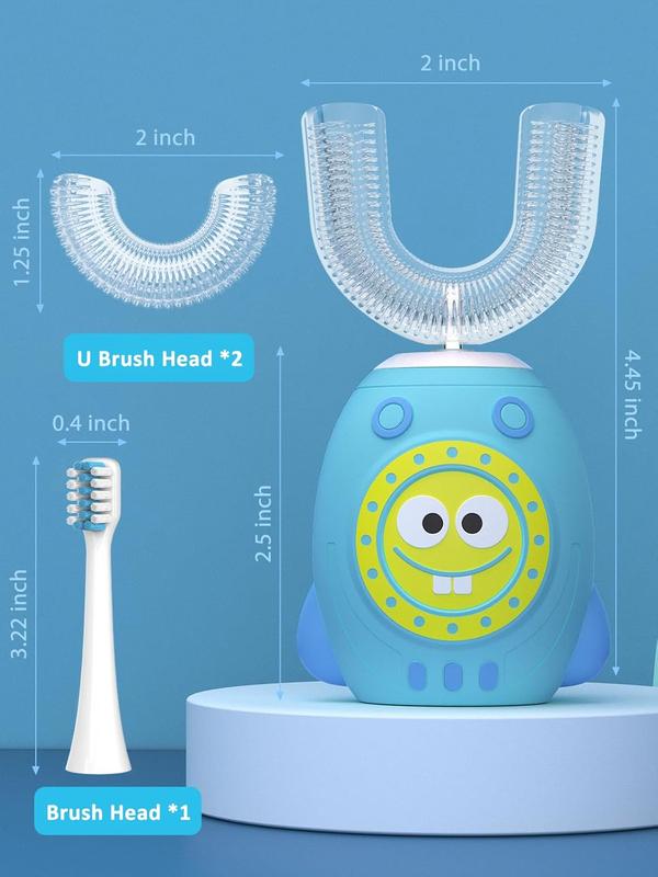 U Shaped ,  Electric Toothbrushes with 5 Modes, Sonic   IPX7 Waterpoof with 3 Brush Heads, 360 Automatic   for  2-12