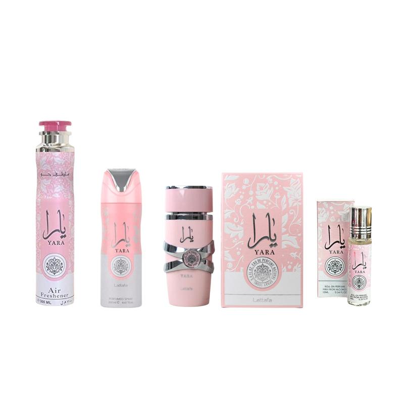 Lattafa Perfumes | Yara Perfume + Air Freshener + Body Spray + Oil Bundle | 4 Piece Set | Women's Fragrance