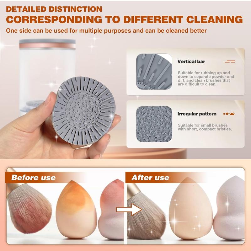 Makeup Brush Cleaner, Electric Quick Cleaning Makeup Brush Machine Suitable for Most Makeup Brush Sizes, 7000 Rpm Electric Automatic Brush Spinner with Makeup Brush, Cleaner Mat, Makeup Tools, Cosmetics, Christmas Gift