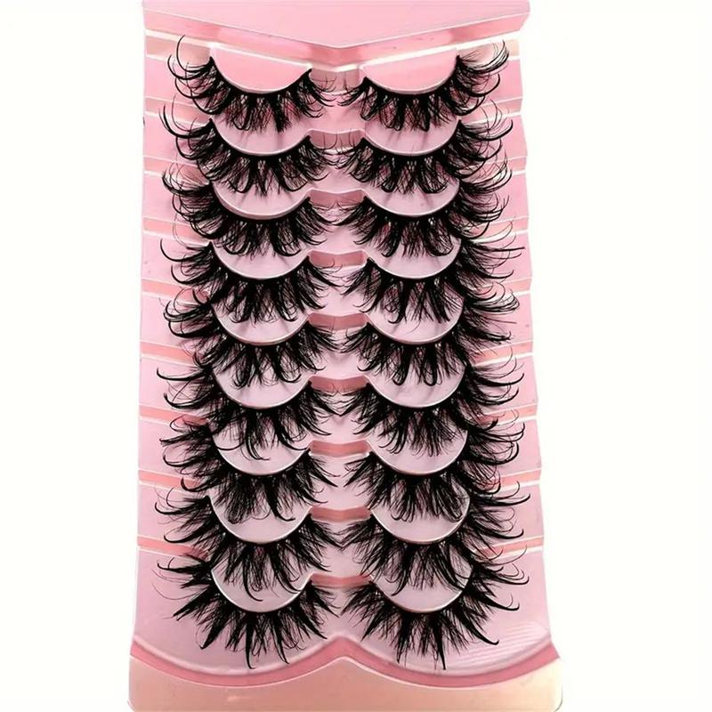 1 Box Long Full Strip Curly False Eyelashes, Fluffy Faux Cat Eye Lashes, Long Curly Fake Eye Lashes, Eye Makeup for Girls & Women