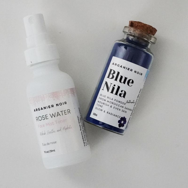 Blue Nila Set| Moroccan Nila Powder + Nila Soap Add Rose Water  Kessa Glove  Nila Scrub