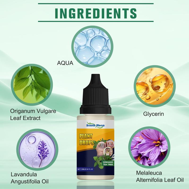 Plant Drops for Nails Care, Promote Strong And Healthy Nails, OreganoTea Tree, Tea Tree and Oregano Oil