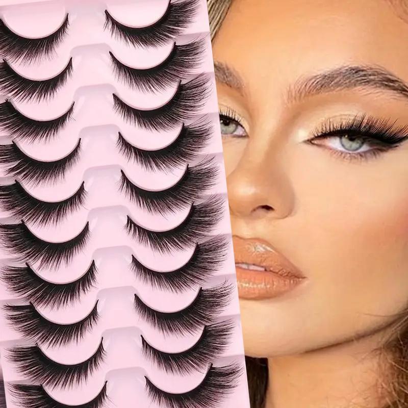 Cat Eye False Eyelashes, Natural Look Eyelashes Extension, Lightweight & Soft False Eyelashes, Fluffy Faux Cluster Lashes for Daily Life & Party