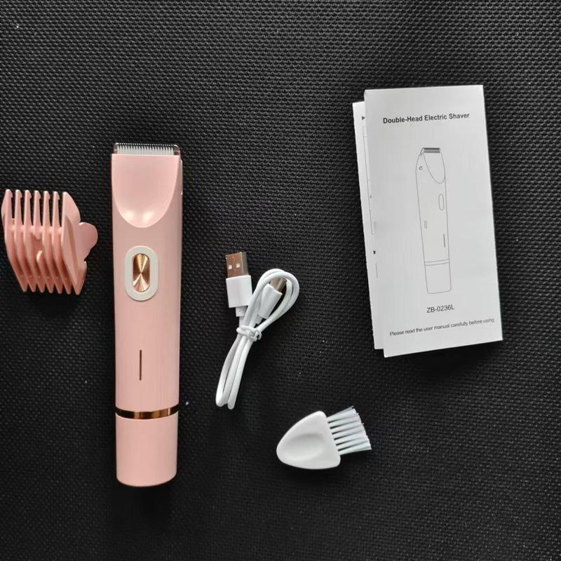 Electric Hair Trimmer for Women, 1 Set Waterproof Wet & Dry Use Hair Shaver & Accessories, Women's Electric Shaver for Legs Underarm