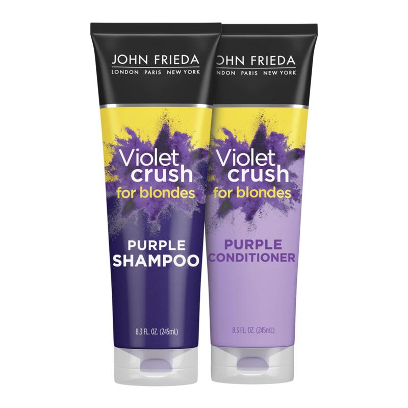 John Frieda Violet Crush Purple Shampoo and Conditioner for Blondes, Cooler, Brighter, Salon-Fresh Blonde in 1 Use