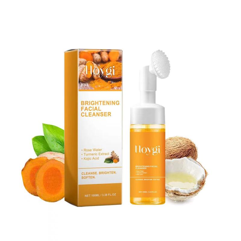 2 pics   pack NEW - Hoygi Turmeric + Kojic Acid Foaming Facial Cleanser + Silicone Brush Cleansing Skincare