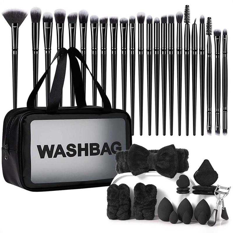 Makeup Tool Set, 40pcs set Makeup Bag & Makeup Brush & Makeup Sponge & Eyelash Curler & Headband & Wristband, Professional Makeup Tools for Women, Christmas Gift