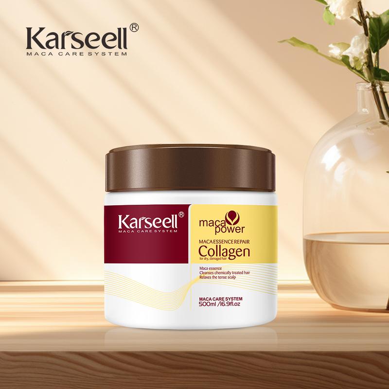 Karseell Collagen Hair Treatment Deep Repair Conditioning Argan Oil Collagen Hair Mask Essence for Dry Damaged Hair All Hair Types 16.90 oz 500ml