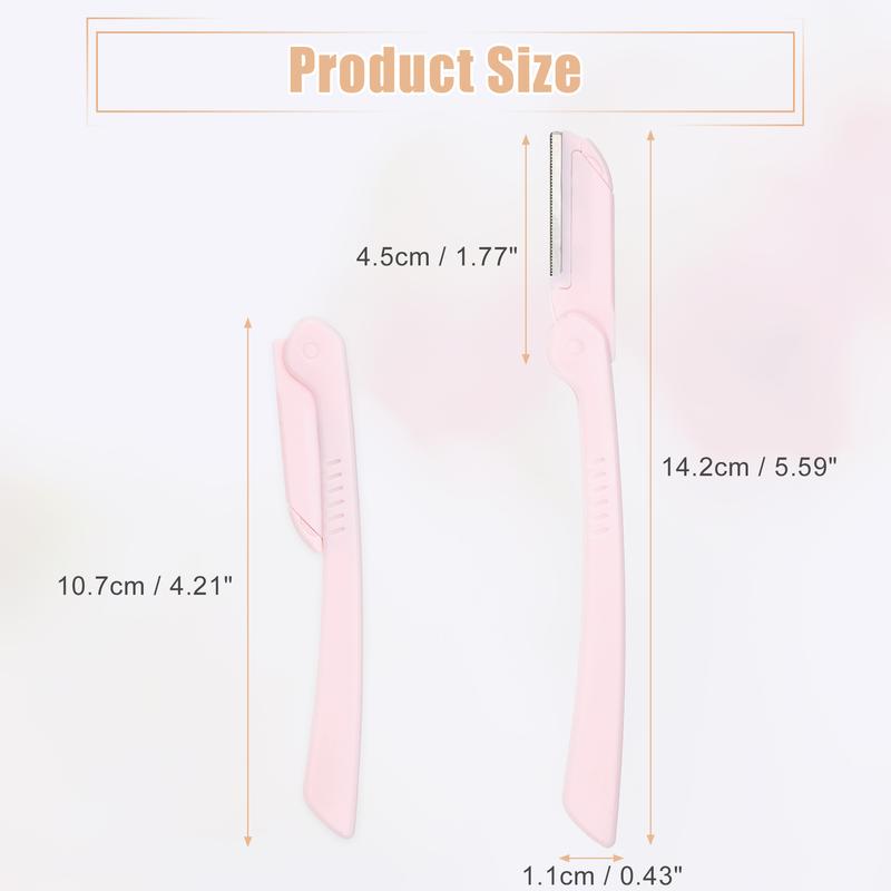 VOCOSTE 6pcs Eyebrow Razor for Women, Foldable Facial Razor, Stainless Steel Eyebrow Trimmer Skin Leveling Tool, White Pink