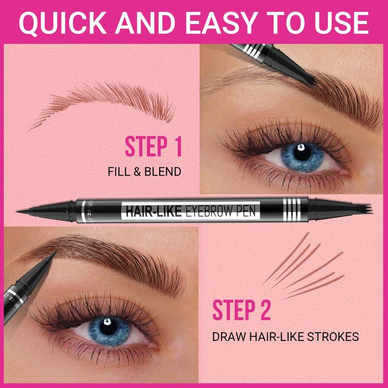 iMethod Eyebrow Pencil, Hair-like Eyebrow Pen, 2-in-1 Waterproof Brow Pen with 4 Tip, with Dual-ended Eyebrow Brush, Cosmetic