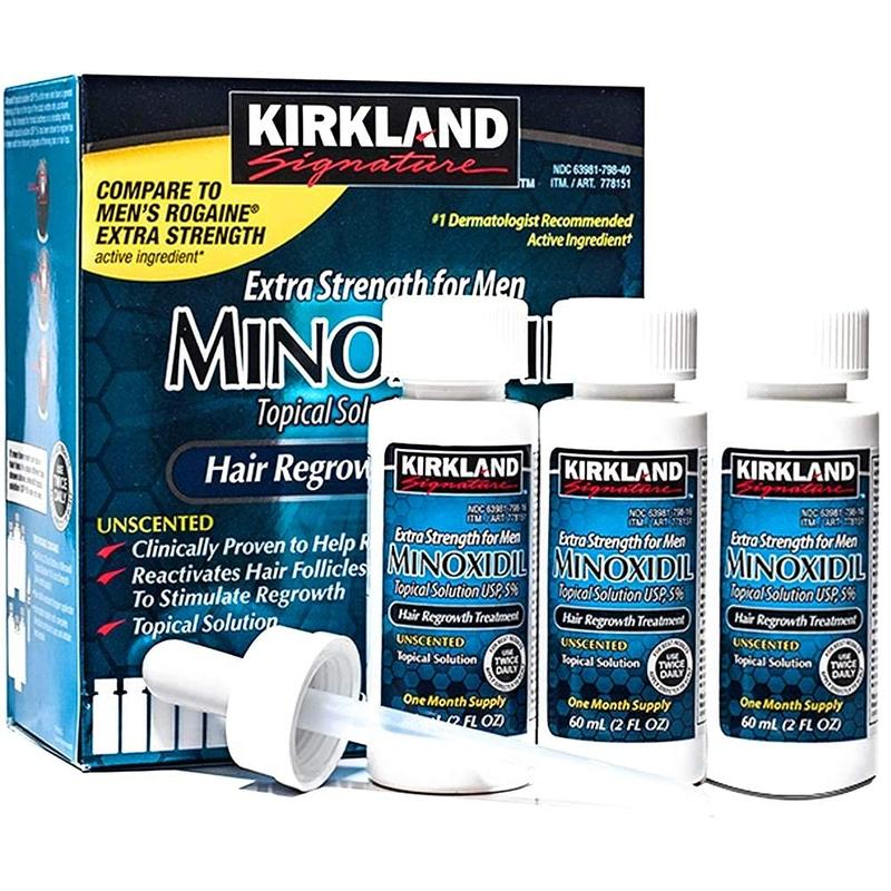 Kirkland Minoxidil 5% Hair Regrowth Solution Extra Strength Men 1 Month Supply Hair Care Comfort