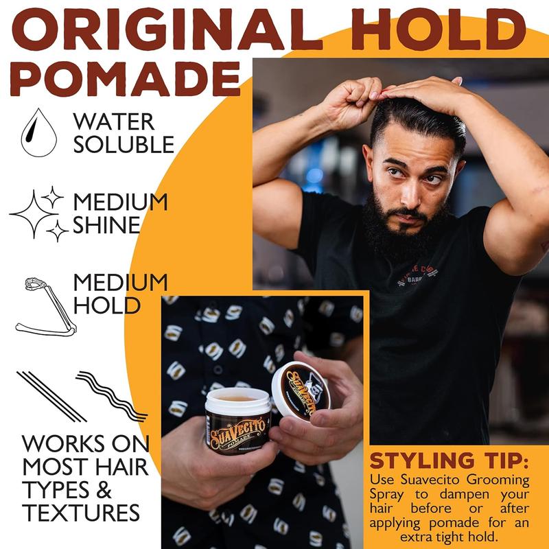 HZBSuavecito Pomade For Men - Medium Hold Shine Water Based oz Pack Wax Like Flake All Day Hair Free Gel Hairstyles Easy To Wash Out