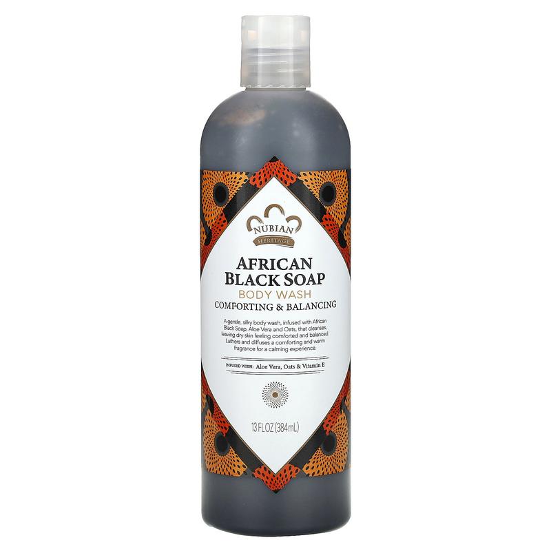 Nubian Heritage African Black Soap, Body Wash, 13 fl oz (384 ml)