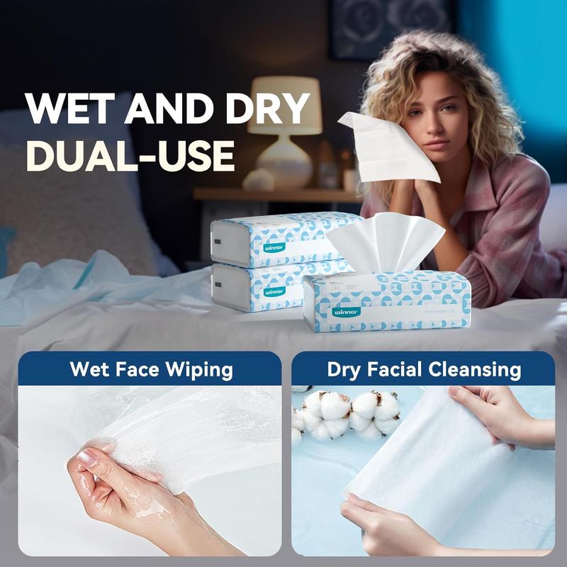 Winner 100% USA Cotton Disposable Dry Wipes I Disposable Face Towels I Daily Face Towel Household,Soft,Thick,Super Absorbent,Reusable,Comfort Skincare