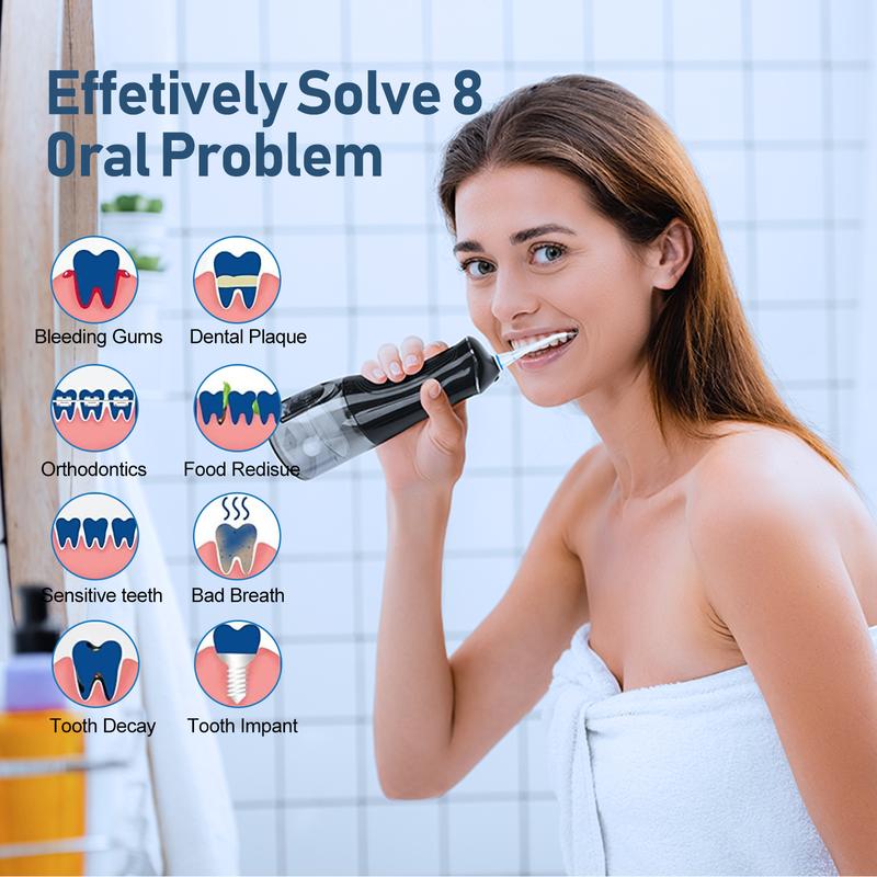 Cordless Water Dental Flosser - 4 Modes, 3 Intensities, IPX7 Waterproof, 320ML, Rechargeable Oral Irrigator for Teeth Cleaning, Travel & Home Use