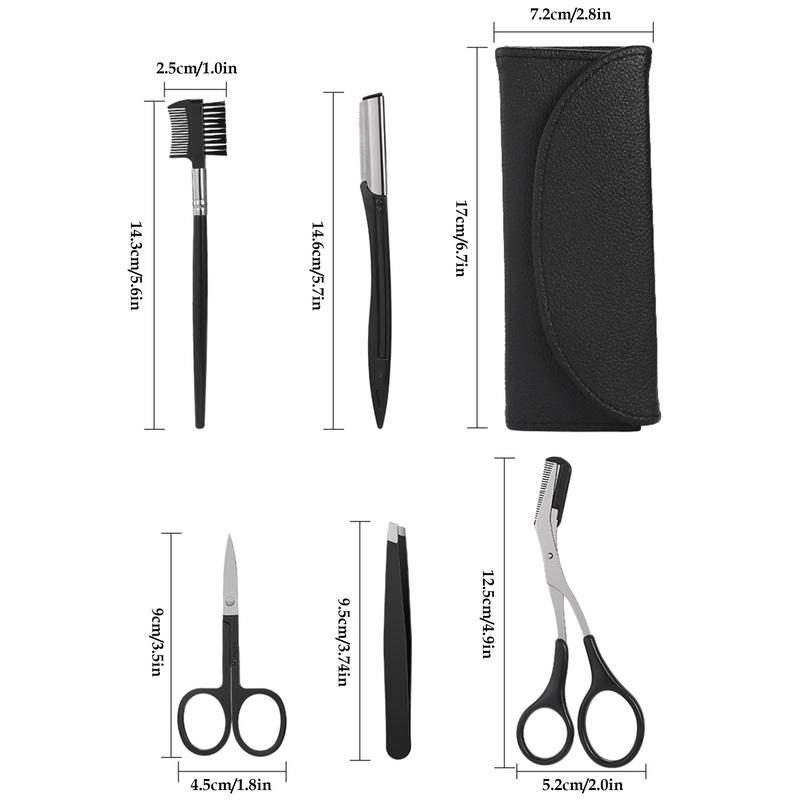 Eyebrow Trimming Tool Set, 5 Counts set Eyebrow Shaping Tool & Eyelash Brush, Professional Makeup Tools for Home and Business