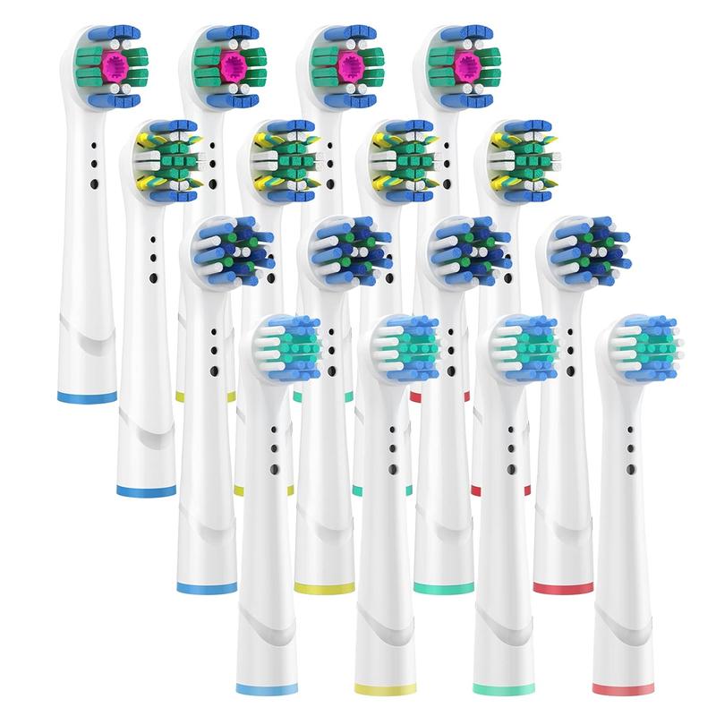 Replacement Brush Heads for Oral B Compatible Electric Toothbrush Heads, Including 4 Precision, 4 Floss, 4 Cross and 4 Whitening - 16 Variety Pack Cleansing