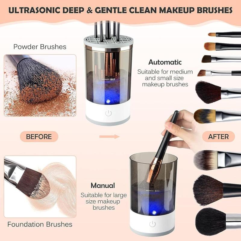 Electric Makeup Brush Cleaning Machine for Summer Gift, USB Powered Automatic Rotating Makeup Brush Cleaning Tool, Makeup Brush Cleaning Tool for All Makeup Brushes, Summer Cosmetic Tool Cleansing Accessories