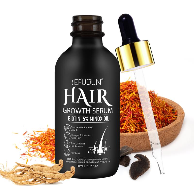 Sefudun 5% Minoxidil Hair Serum, 60ml Biotin Hair Serum for Scalp Hair Care, Getting Thicker Healthier Hair