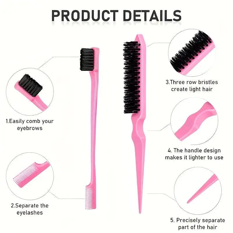 6pcs set Double Sided Heatless Haircare Brush Set, Long Tail Combs Smooth Detangling Brush, Hair Brush Detangler Grooming Tools, Professional Hair Styling Tools for Women & Girls, Barber Supplies