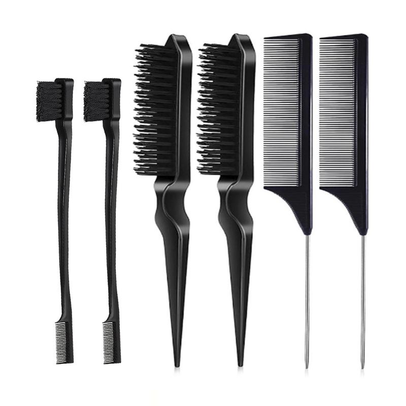 6pcs set Double Sided Heatless Haircare Brush Set, Long Tail Combs Smooth Detangling Brush, Hair Brush Detangler Grooming Tools, Professional Hair Styling Tools for Women & Girls, Barber Supplies