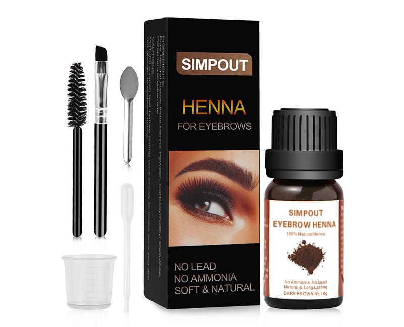 SIMPOUT Natural Henna Brow Tinting Kit, Pure Henna Powder with Developer, Longer-lasting Brow Dye, Professional Spot Coloring Tint for Brow Hair, Vegan, Cruelty-free