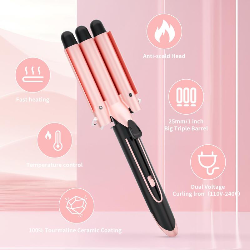 5 in 1 Hair Curler Set, 1 Box Ceramic Hair Curler & Interchangeable Curling Irons & Gloves & Hair Clips, Hair Styling Tool for Women