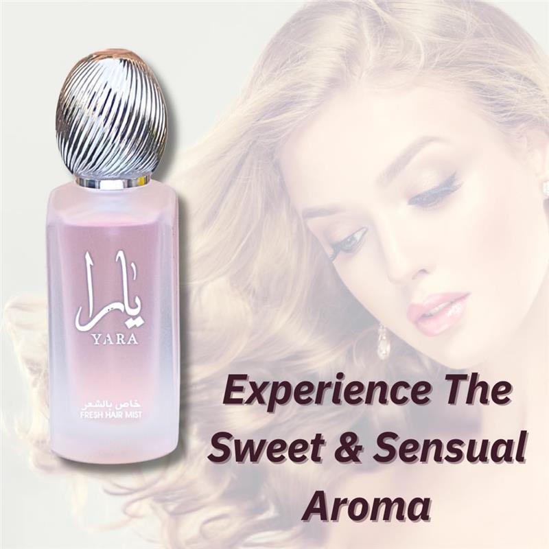 Lattafa Perfumes YARA Fresh Hair Mist 50ML (1.7 OZ), Experience the Sweet & Sensual Aroma. yara oil