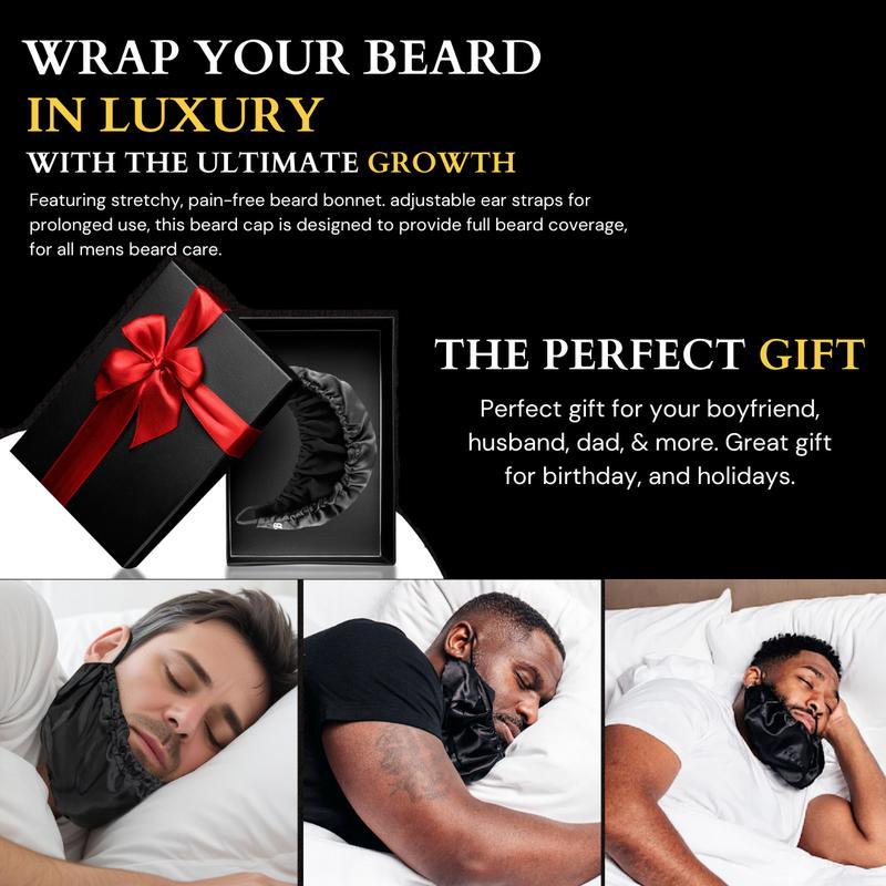 Beard Bonnet - for Essential Oil and Moisture Retention and Healthy Hair Growth - Premium Quality Silky Soft Beard Conditioning Cap, Beard Durag, Helps to Prevent Itching and Split Ends - Satin Beard Bandana Comfort Haircare Moisturizing Hydrating