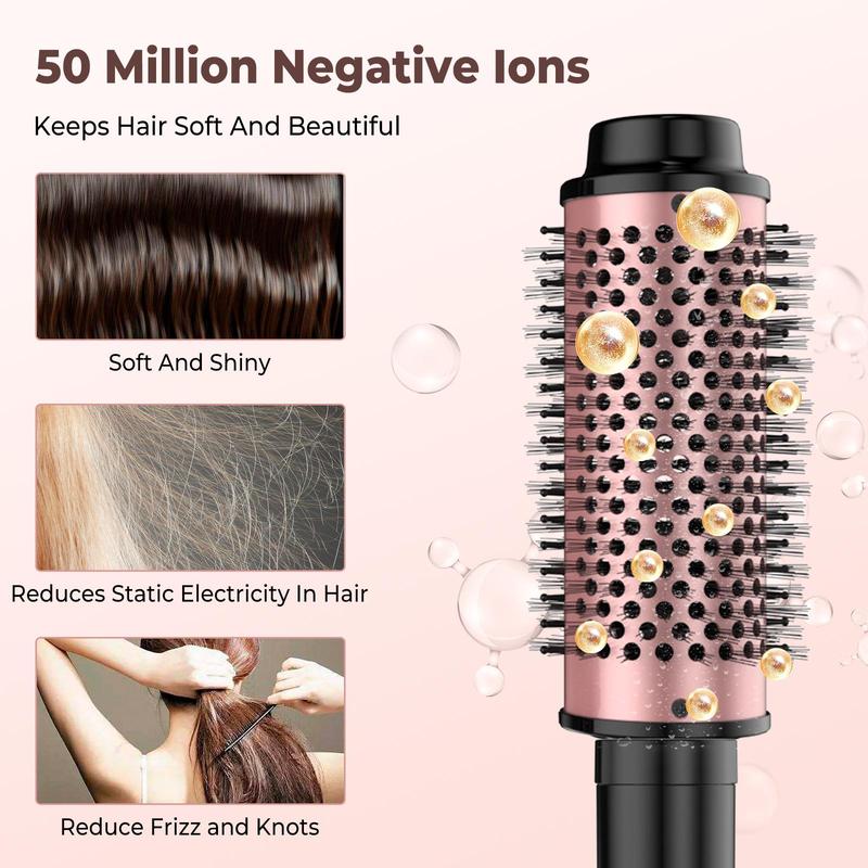 3 in 1 Hair Curler, 1 Set Negative Ion Hot Round Brush with 3 Counts Replacement Brush Head, Hair Styling Tool for Home & Salon Use, Christmas Gift