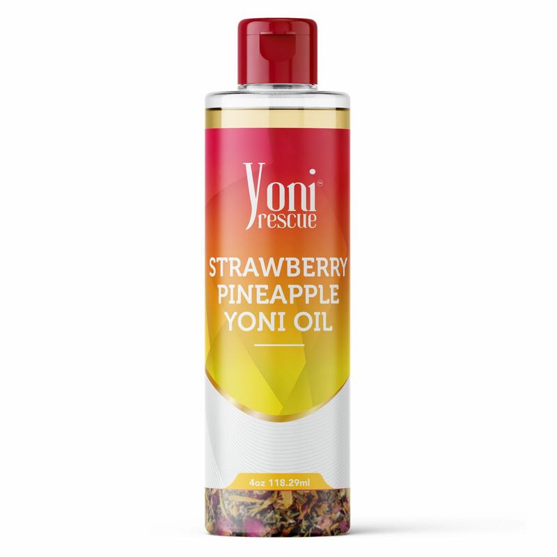 Yoni Rescue Strawberry Pineapple Yoni Oil, with Apricot, Jojoba, Avocado Oils & Vitamin E Oil, Fast-Absorbing, Nourishes and Hydrates , Ideal for All Skin Types, 4oz, Strawberry Pineapple Scented Fragrance Moisturizer yoni careproduct