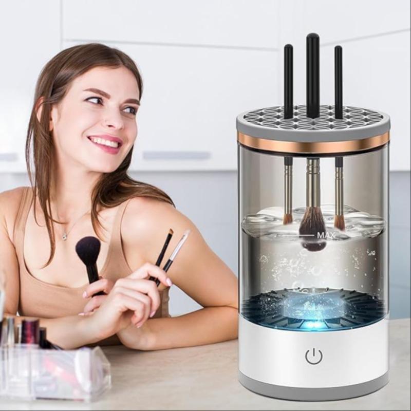 Electric Makeup Brush Cleaning Machine for Summer Gift, USB Powered Automatic Rotating Makeup Brush Cleaning Tool, Makeup Brush Cleaning Tool for All Makeup Brushes, Summer Cosmetic Tool Cleansing Accessories