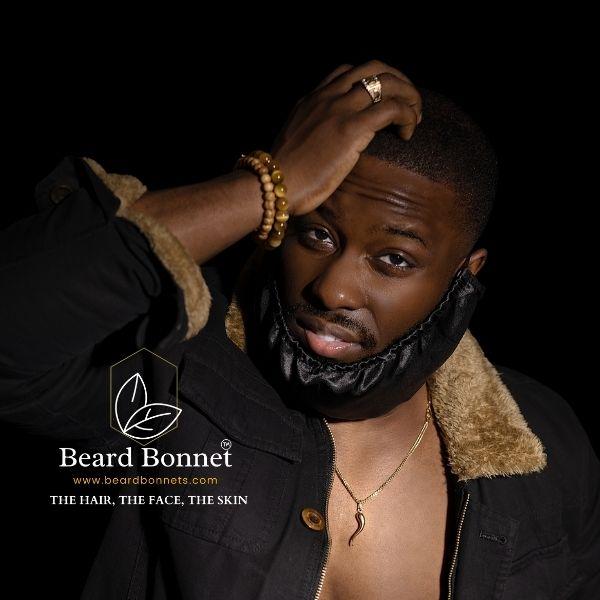 Beard Bonnet - for Essential Oil and Moisture Retention and Healthy Hair Growth - Premium Quality Silky Soft Beard Conditioning Cap, Beard Durag, Helps to Prevent Itching and Split Ends - Satin Beard Bandana Comfort Haircare Moisturizing Hydrating