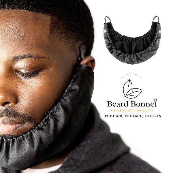 Beard Bonnet - for Essential Oil and Moisture Retention and Healthy Hair Growth - Premium Quality Silky Soft Beard Conditioning Cap, Beard Durag, Helps to Prevent Itching and Split Ends - Satin Beard Bandana Comfort Haircare Moisturizing Hydrating