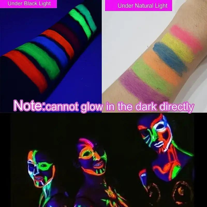 Neon Glow Face & Body Paint Crayons, 1 Box Fluorescent Makeup, Luminous Face Paint For Clubs, Christmas Parties