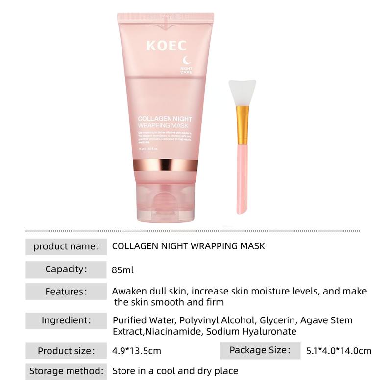 Collagen Night Wrapping Mask: SLEEP, SHED, AND GLOW! Skincare, Collagen Peel Off Mask, Elasticity & Hydration, Korean Beauty, Holiday Gift, Revitalize Skin 2.97 fl.oz Skin Repair Comfort Facial