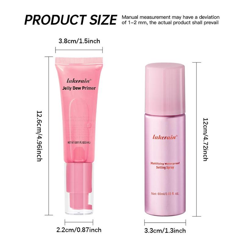 Long Lasting Makeup Set, 2 Counts set Moisturizing Dewy Makeup Primer & Setting Spray, Makeup Accessories for Women & Girls