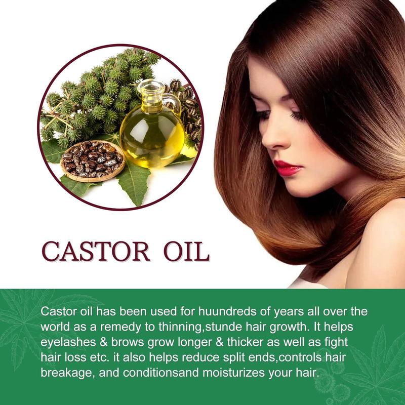 100% Natural Roasted & Cold-pressed Castor Oil with Applicator Tools, Multifunction Strengthening & Thickening Care Oil Kit for Hair, Eyelashes, Eyebrows