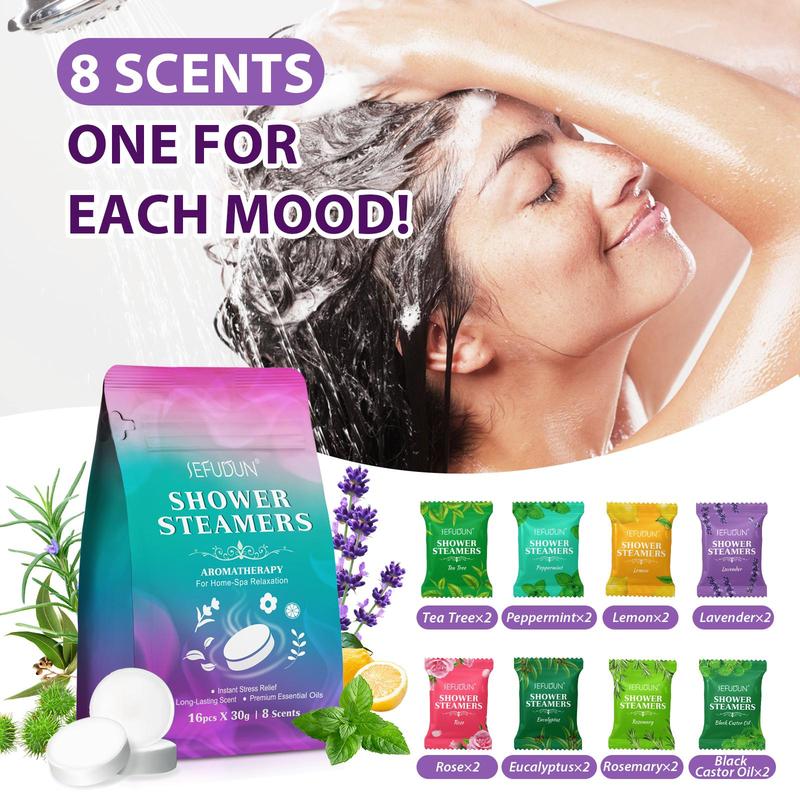 SEFUDUN Bath Essential Oil Effervescent Tablet 16pcs, Plant Flower Aroma, 8 Kinds Of Fragrance & Functions, Optional 1 2 Bags, Can Give The Body Nutrition, Help The Body To Discharge Toxins, Water Instant, Easy To Use, Pleasant Smell, Relax The Body