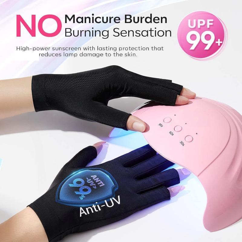 UV Gloves for Nails, Professional UPF99+ UV Protection Gloves for Gel Manicures, Fingerless UV Light Gloves for Gel Nails, Anti UV Gloves for Gel Nail Lamp, Protect Your Skin from UV Harm