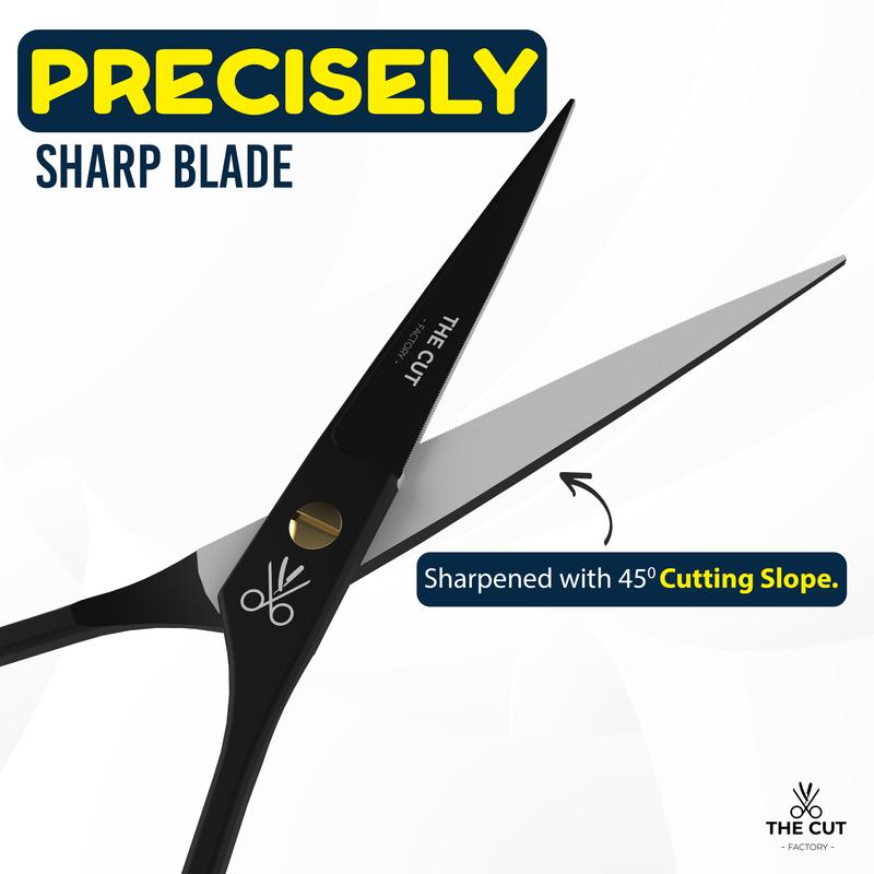 The Cut Factory Smooth Professional Barber Hair Scissors 6.5 Inches - Ideal for All Hair Types Haircare Heatless Gift Handle Salon thinning shears