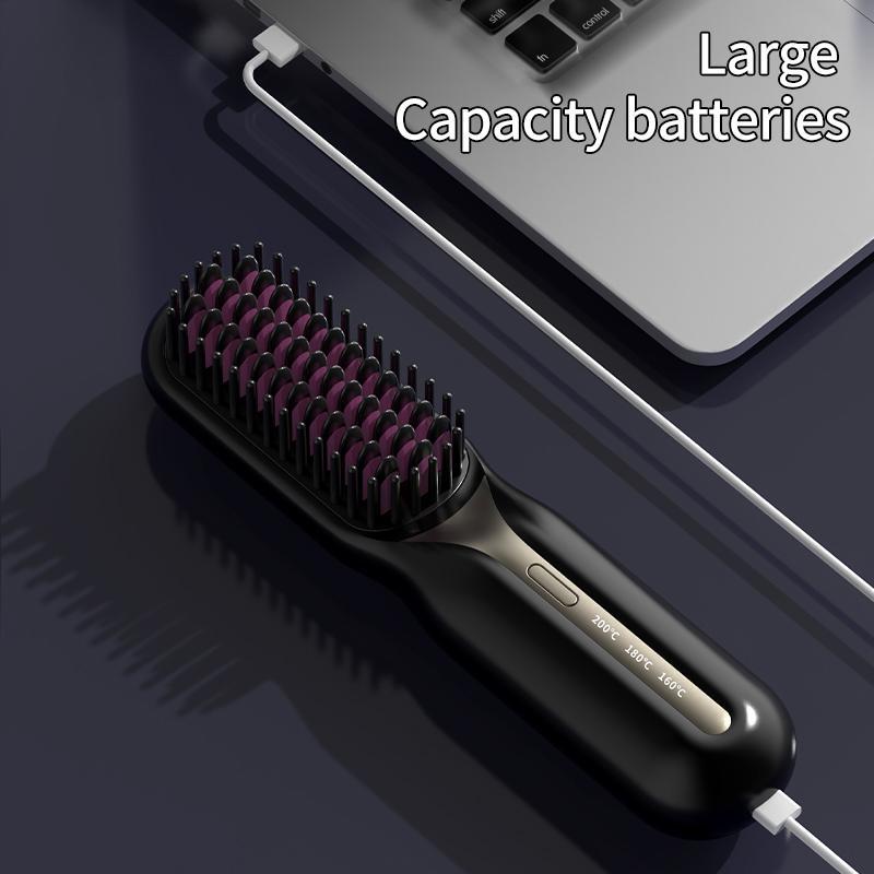 Wireless Hair Straightening Brush, 1 Count Portable Hair Straightener Comb, Anti Scalding Design Hair Straightening Tool for Home & Travel