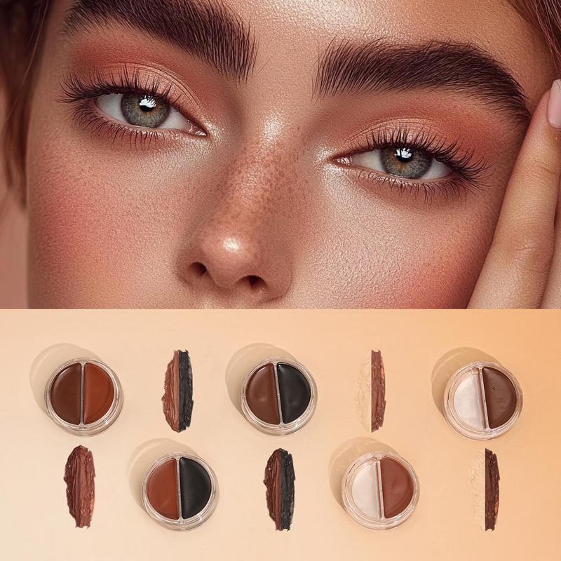 Waterproof Eyebrow Pomade, 1 Set Long-lasting 2 in 1 Eyebrow Cream with Brush, Smudge Proof and Sweat Resistant Formula, Natural Eyebrow Makeup for All Skin Types and Tones