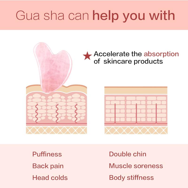 Comfort Rose Quartz Gua Sha Tools - Reduce Puffiness & Sculpt Jawline!