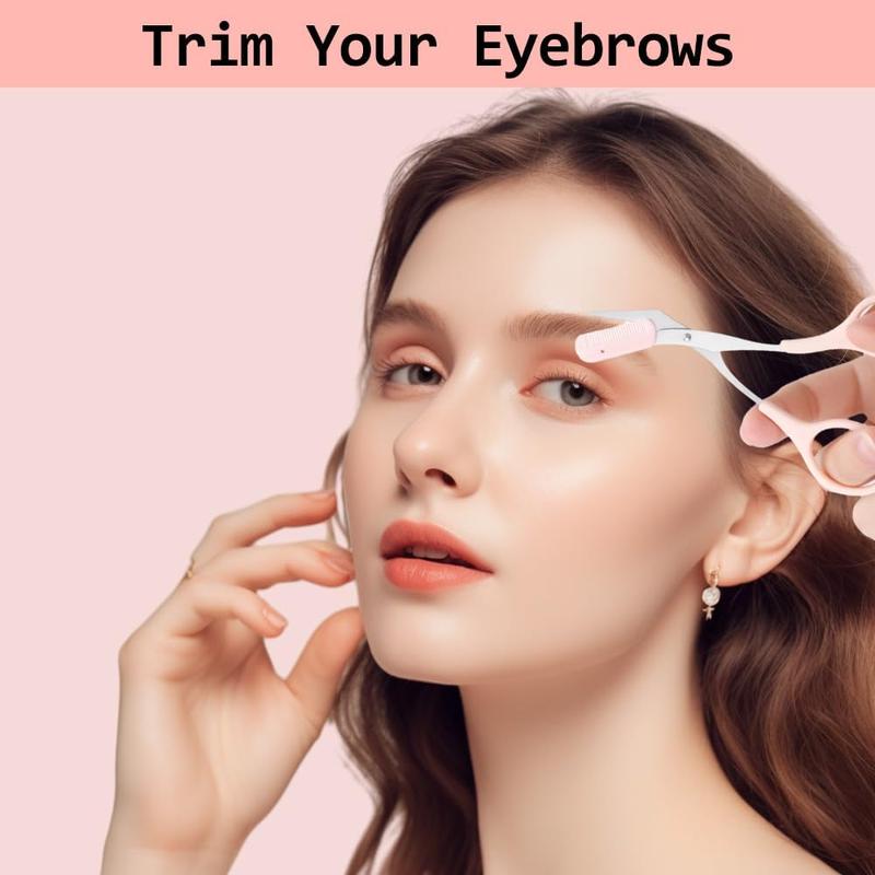 Eyebrow Trimmer Scissors for Women and Men with Comb, Non-Slip Eyebrow Cutter and Razors, Eye Brow Scissors, TikTok Viral 2024 Makeup Plastic