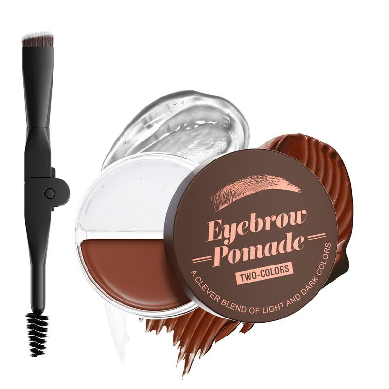 Waterproof Eyebrow Pomade, 1 Set Long-lasting 2 in 1 Eyebrow Cream with Brush, Smudge Proof and Sweat Resistant Formula, Natural Eyebrow Makeup for All Skin Types and Tones